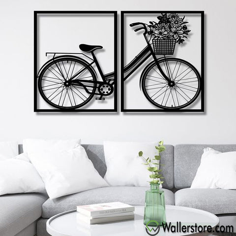2 Pcs Cycle Wooden Wall Art