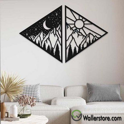 2PCS TRIANGE DAY AND NIGHT WALL HANGING