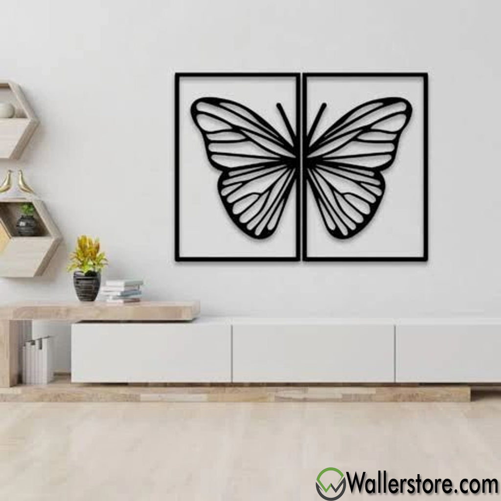 2 Pcs Butterfly Wooden Wall Art