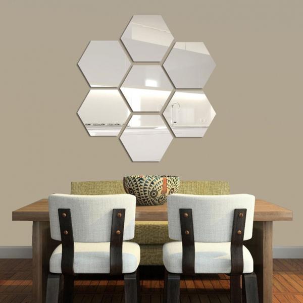 7X Acrylic Hexagon wall decor Mirror (SILVER)
