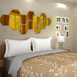 12X Acrylic Hexagon wall decor Mirror (GOLD)